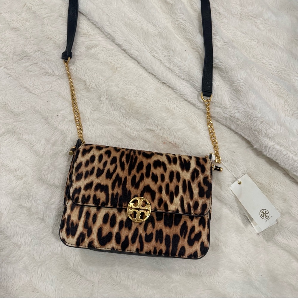 Tory Burch Leopard Print Crossbody with Gold Accents